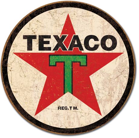 Texaco 1936 Logo - Round Tin Sign