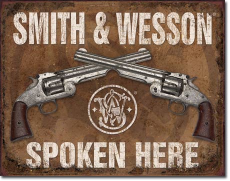 Simth & Wesson Spoken Here - Rectangular Tin Sign