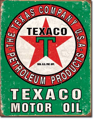 Texaco Motor Oil, The Texas Company U.S.A. Petroleum Products - Rectangular Tin Sign