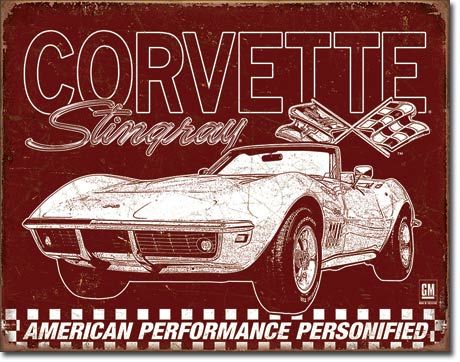 1969 Corvette Stingray - Rectangular Tin Sign