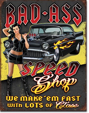 Bad Ass Speed Shop - Rectangular Tin Sign