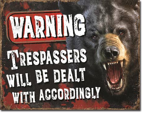 Warning - Trespassers will be dealt with accordingly - Rectangular Tin Sign