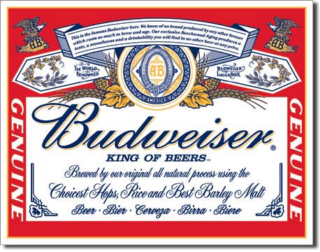 Budweiser King of Beers - Rectangular Tin Sign