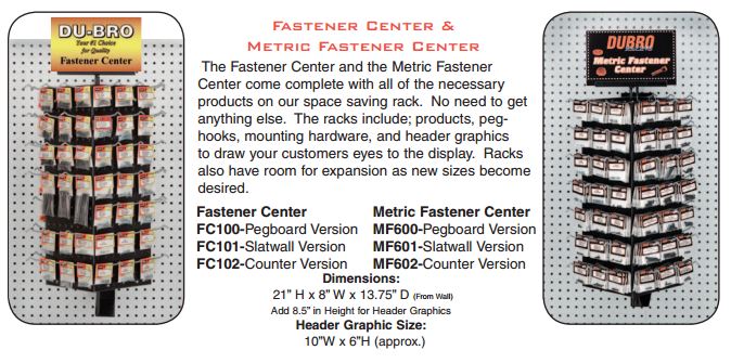 Du-Bro Fastener Center w/Merchandise (Pegboard) - Click Image to Close