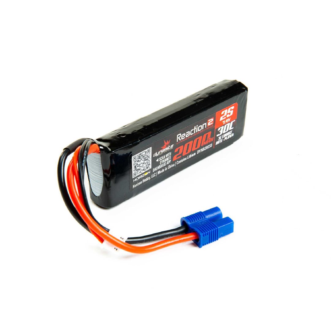Dynamite Reaction2 7.4V 2000mAh 2S 30C LiPo: EC3 Minis, TWH
