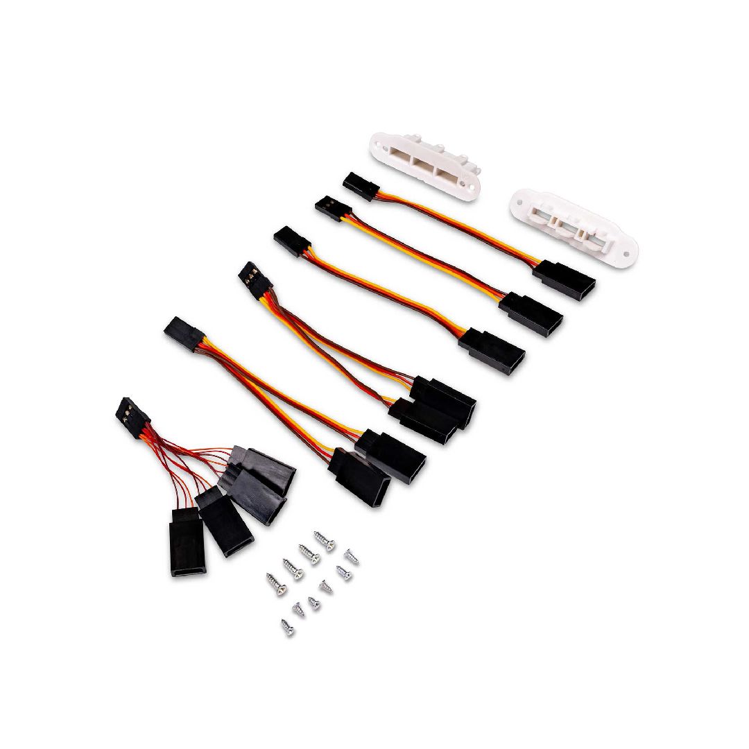E-Flite Hands-Free mounts with servo extensions; Habu 80