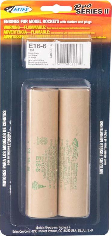 Estes Rockets E16-6 29 mm (2 ea) - Click Image to Close