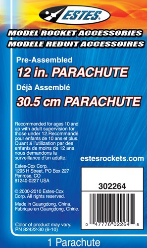 Estes Rockets 12" Parachute (English Only)