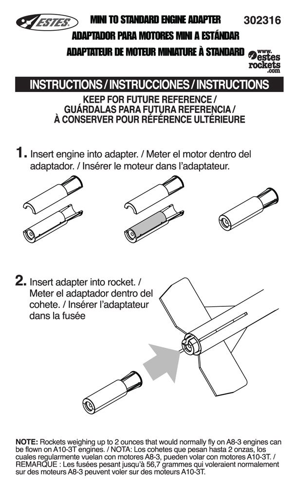 Estes Rockets Mini to Standard Engine Adapter (3 sets) - Click Image to Close