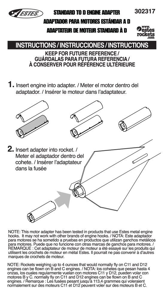 Estes Rockets Standard to D Engine Adapter (3 sets) - Click Image to Close