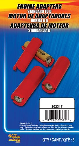 Estes Rockets Standard to D Engine Adapter (3 sets) - Click Image to Close
