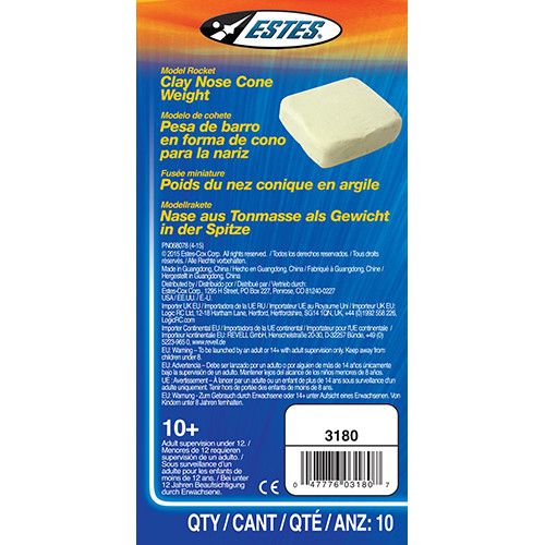 Estes Rockets Clay Nose Cone Weight (10 pk)