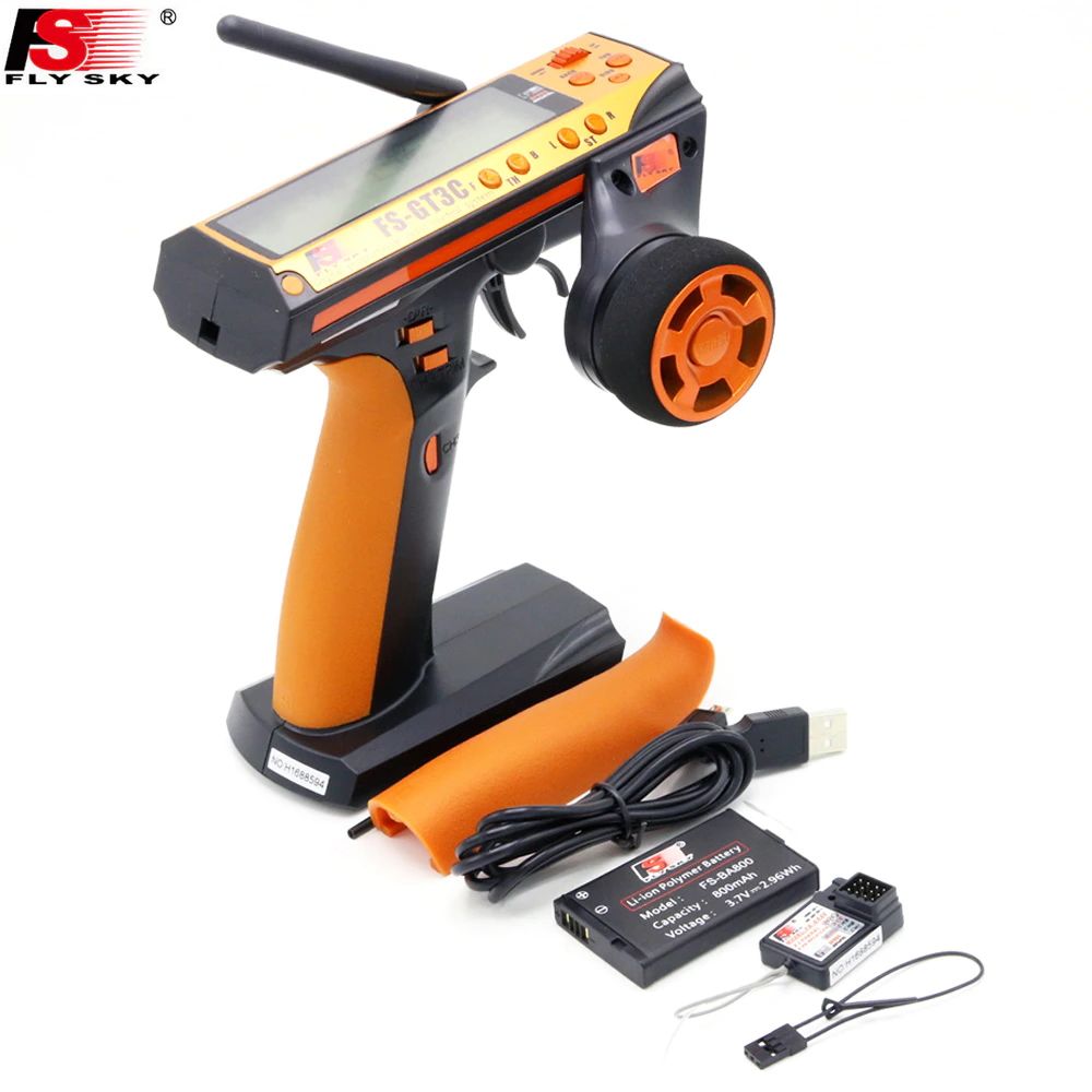 Flysky 2.4Ghz 3 Channel 10 Model Radio With FLYFS-GR3E 3 Channel Receiver and 3.7V 800mAh LiPo Battery and Charger