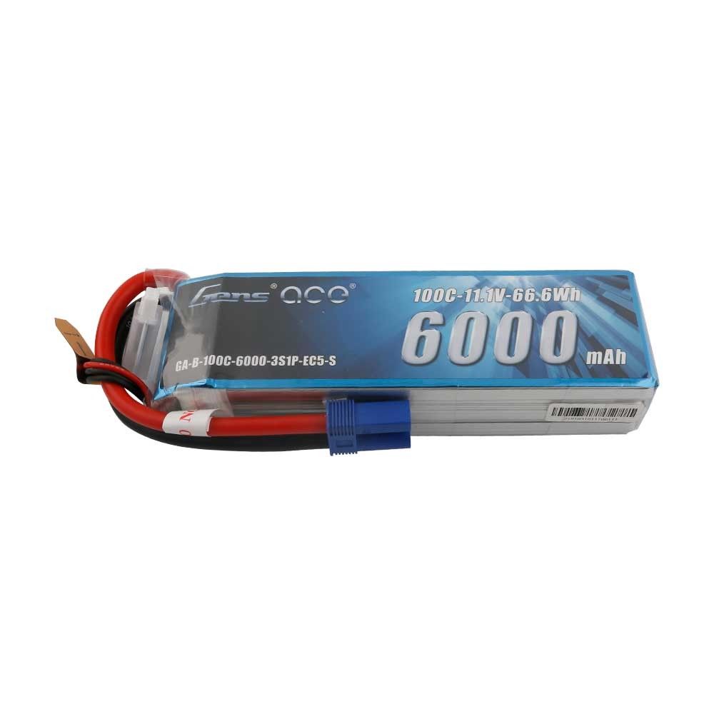 Gens Ace - 863 - 6000mAh 3S1P 11.1v 100C LiPo EC5 Plug Soft Case 146x45x29mm