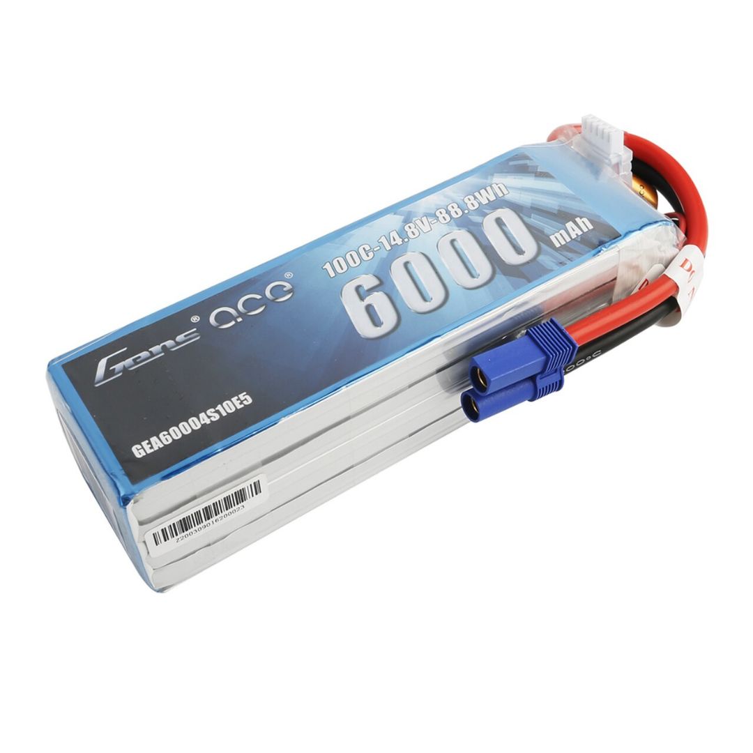 Gens Ace - 925 - 6000mAh 4S1P 14.8v 100C LiPo EC5 Plug Soft Case - Short - 149x45x38mm