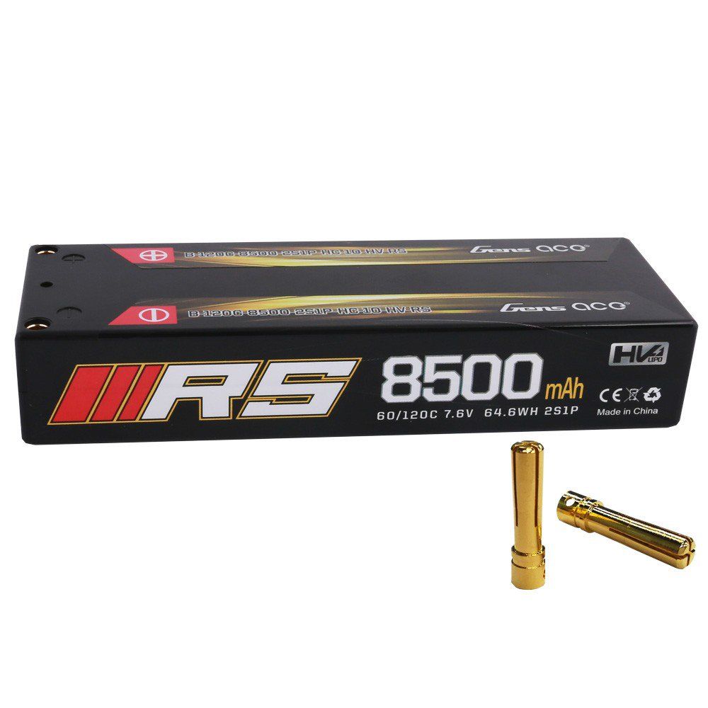 Gens Ace - 600 - 8500mAh 2S1P Hard Case 120C 7.6V Lipo Battery Pack with 4.0mm bullet 137x47x25mm