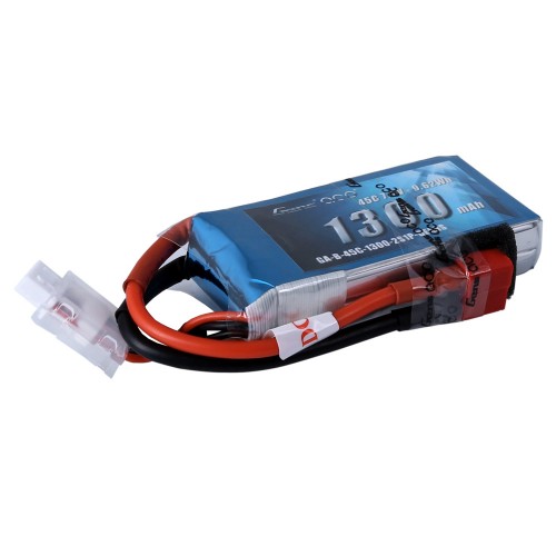 Gens Ace - 390 - 1300mAh 2S1P 7.4V 45C LiPo Deans Plug Soft Case 72x35x17mm