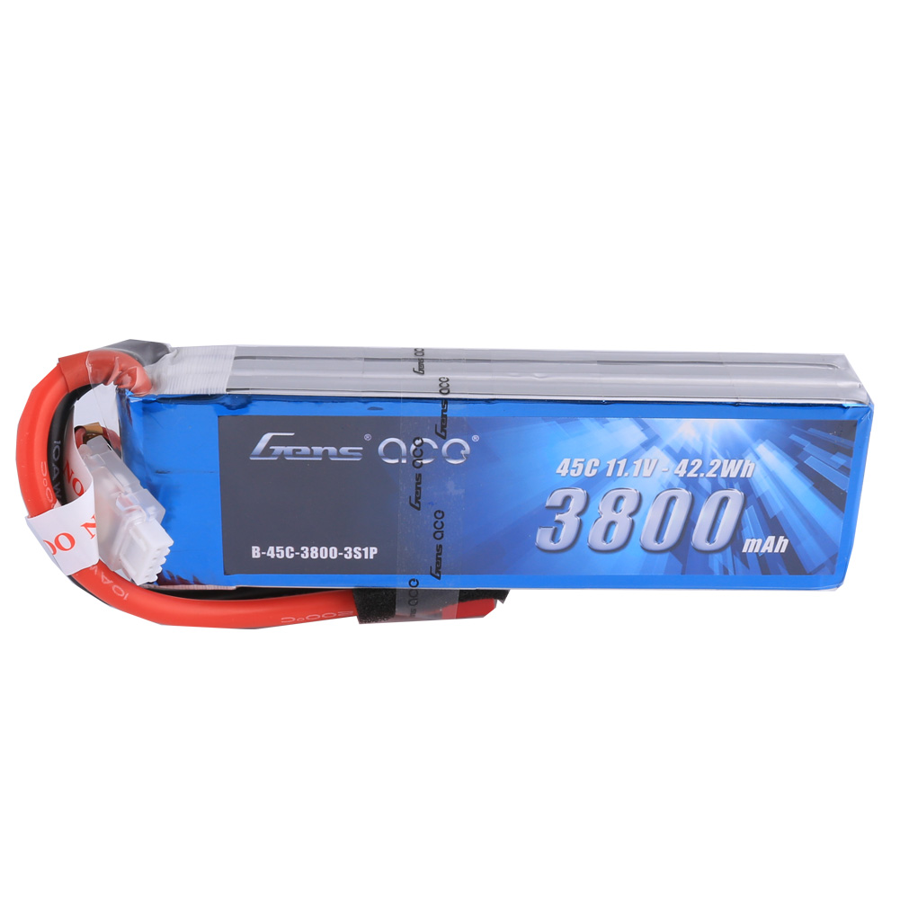 Gens Ace - 207 - 3800mAh 3S1P 11.1V 45C LiPo Deans Plug Soft Case 136x42x28mm