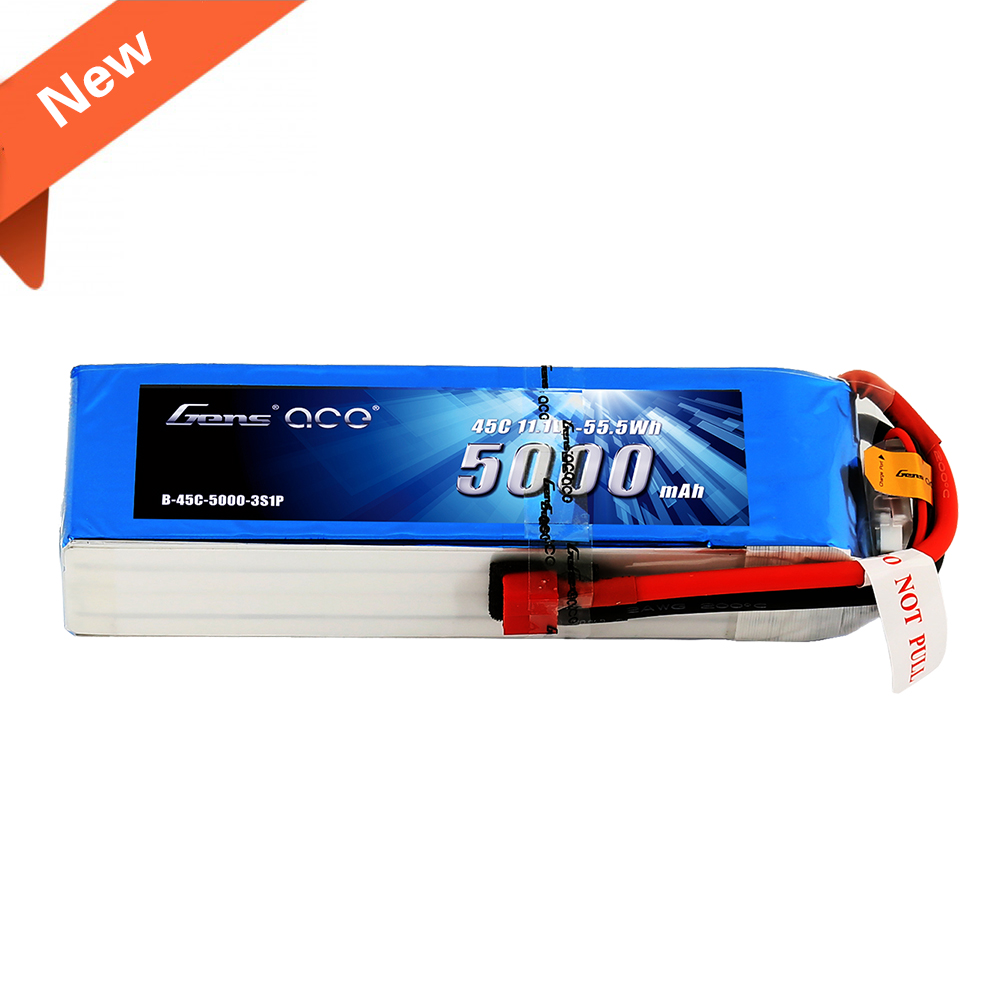 Gens Ace - 125 - 5000mAh 3S1P 11.1V 45C LiPo Deans Plug Soft Case 154x46x23mm