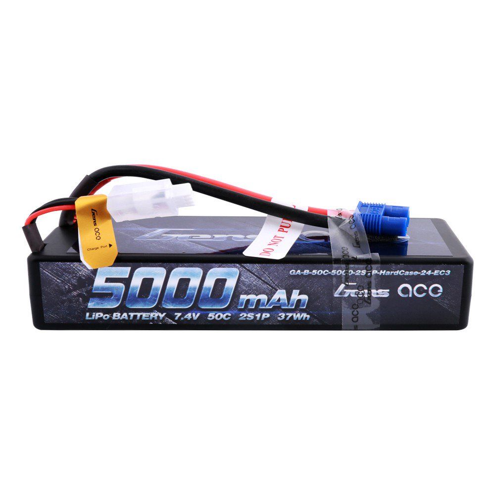 Gens Ace - 504 - 5000mAh 7.4V 50C 2S1P Hard Case Lipo Battery Pack with EC3 Plug 138.5x47x25mm