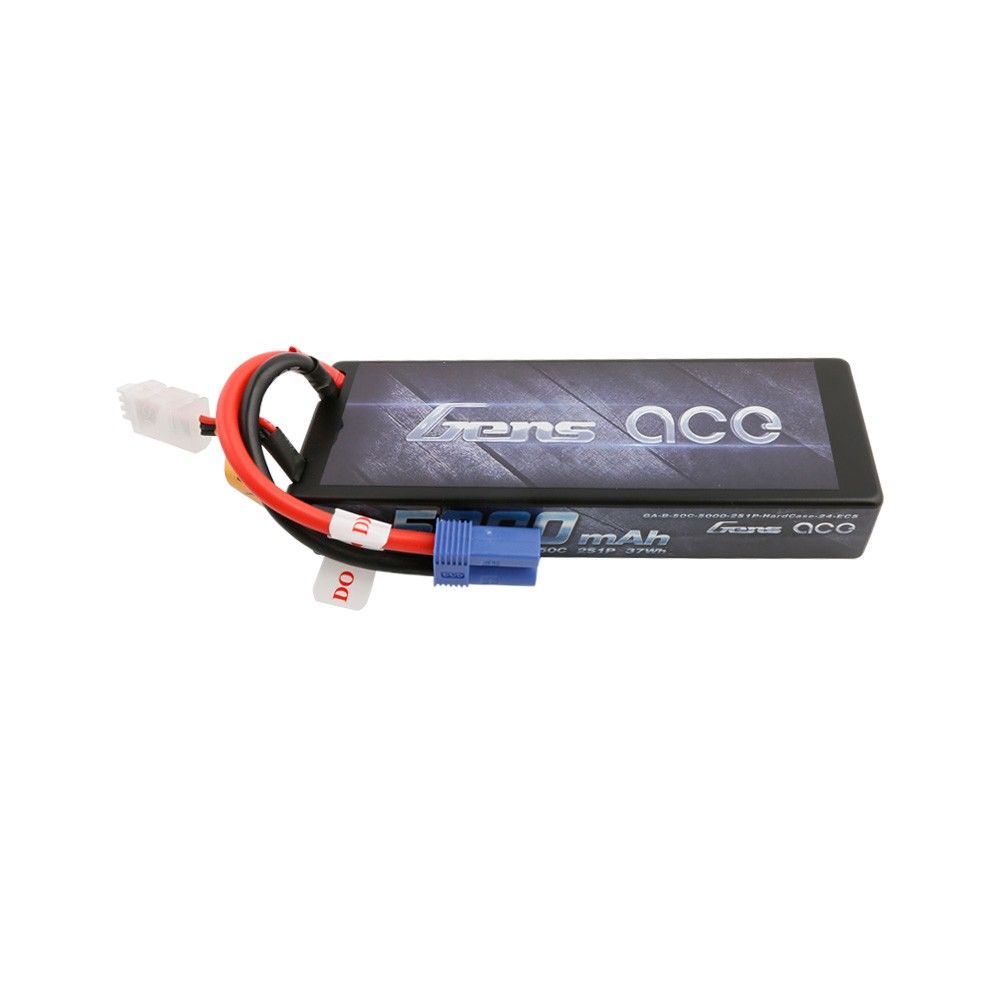 Gens Ace - 720 - 5000mAh 7.4V 50C 2S1P Hard Case Lipo Battery Pack with EC5 Plug 138.5x47x25mm