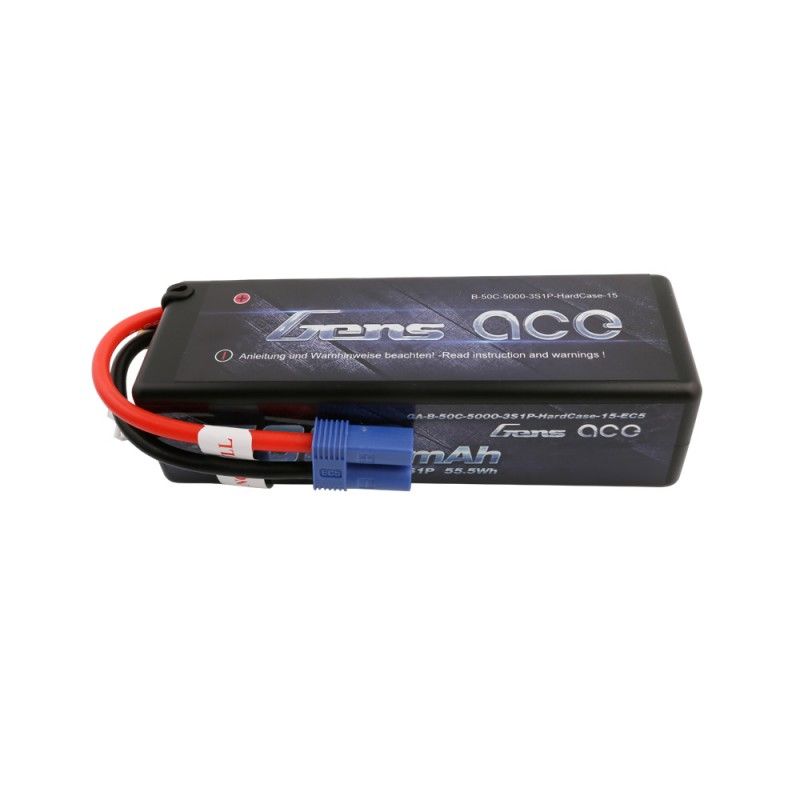 Gens Ace - 721 - 5000mAh 11.1V 50C 3S1P Hard Case Lipo Battery Pack with EC5 138x46x38mm