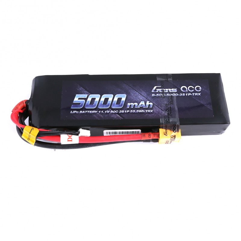 Gens Ace - 193 - 5000mAh 3S1P 11.1v 50C LiPo XT60 Plug Soft Case 155.3x46.3x24mm