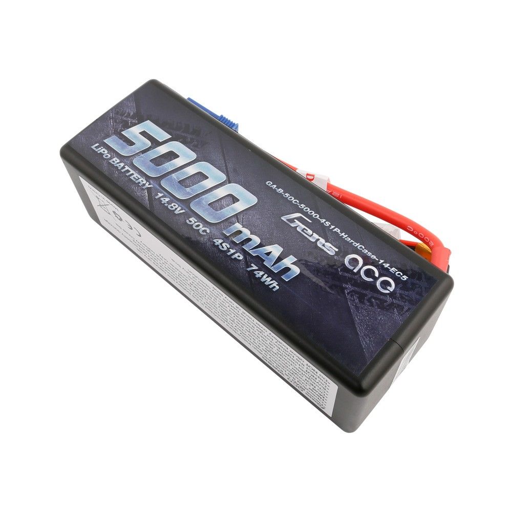 Gens Ace - 722 - 5000mAh 14.8V 50C 4S1P Hard Case Lipo Battery Pack with EC5 138x46x50mm