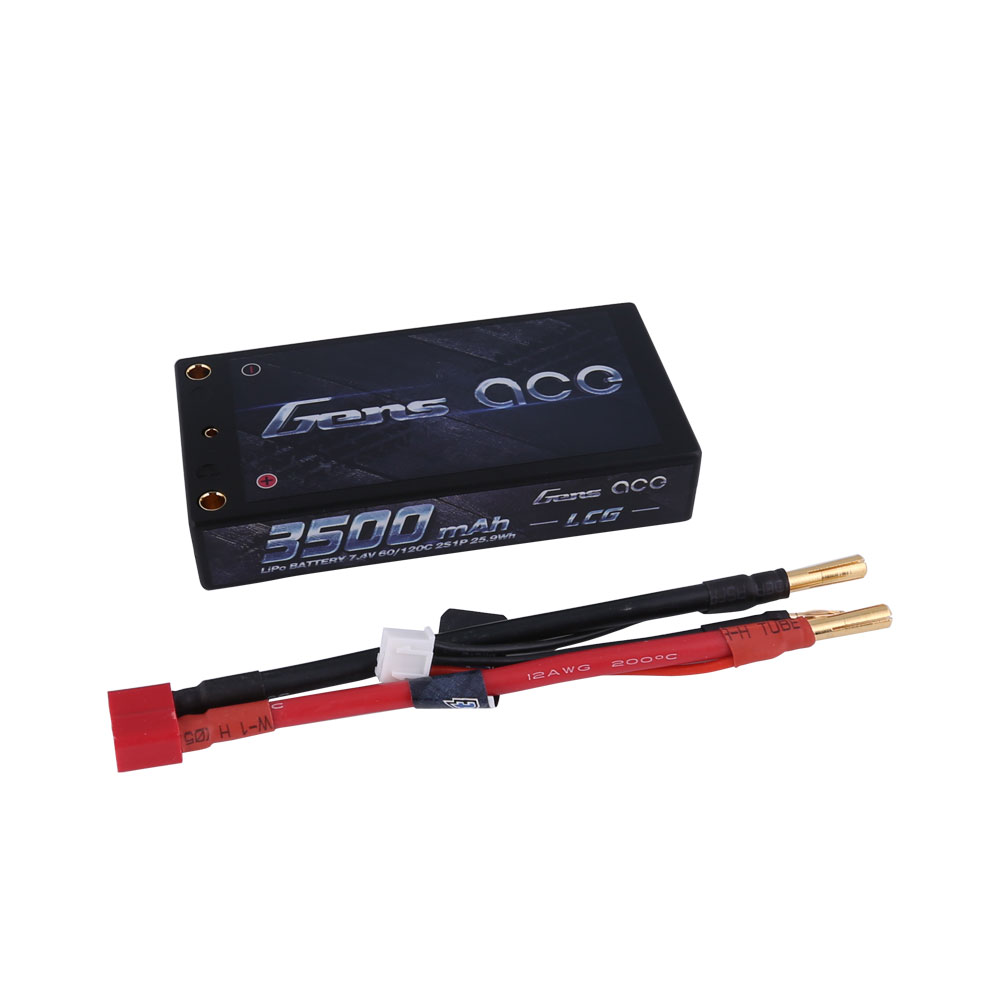 Gens Ace - 252 - 3500mAh 2S1P 7.4V 60C LiPo 4.0mm Bullets Hard Case 92.8x46.5x18.8mm