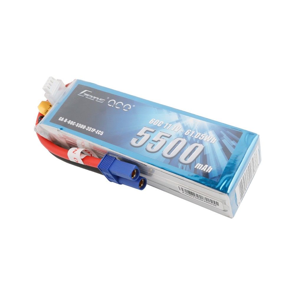 Gens Ace - 723 - 5500mAh 3S1P 11.1V 60C LiPo EC5 Plug Soft Case 138x42x32mm