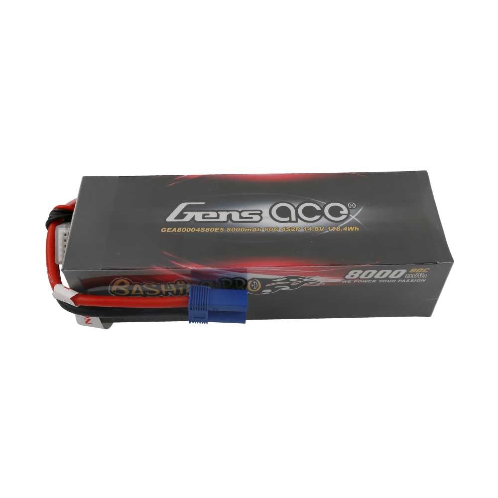 Gens Ace - 902 - 8000mAh 4S2P 14.8v 80C LiPo EC5 Plug Hard Case 160x53x42mm