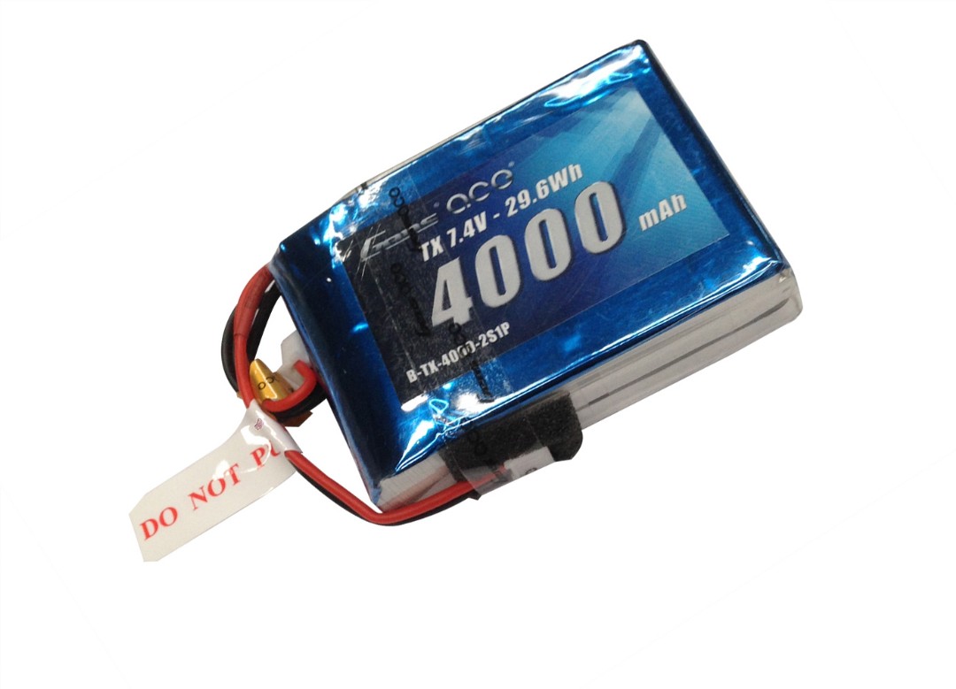 Gens Ace - 050 - 4000mAh 2S1P 7.4V Transmitter LiPo JST Plug Soft Case 72x52x20mm