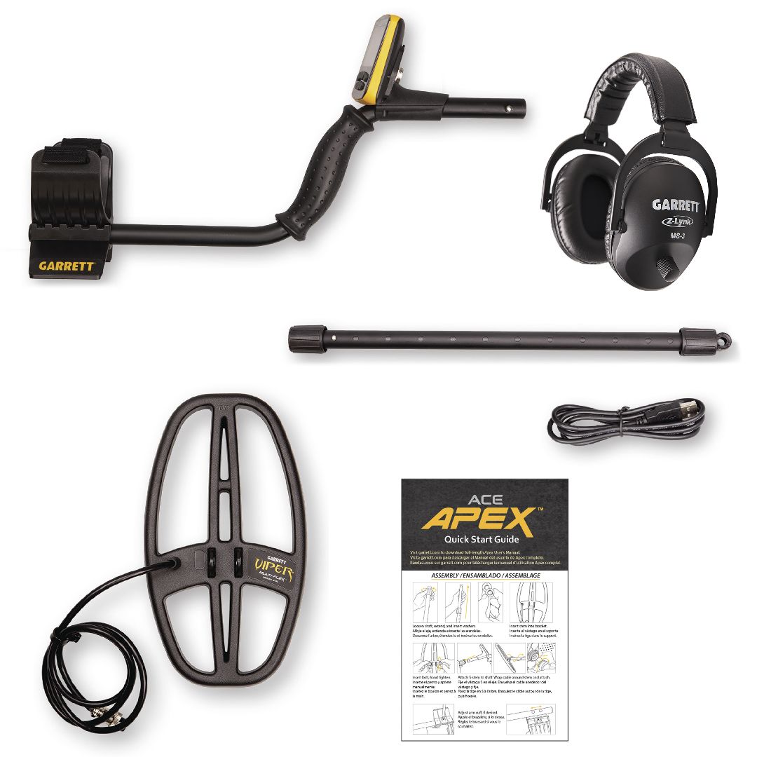Garrett ACE APEX Metal Detector Viper Searchcoil & Headphones
