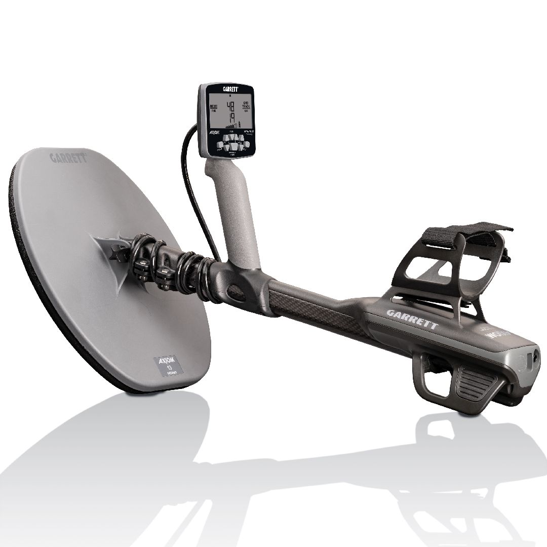 Garrett Axiom Metal Detector - MS-2 Wired Headphones package, Extreme Detection on Sub-1/10th-Gram Gold in All Ground Conditions. ULTRA-PULSE Technology.