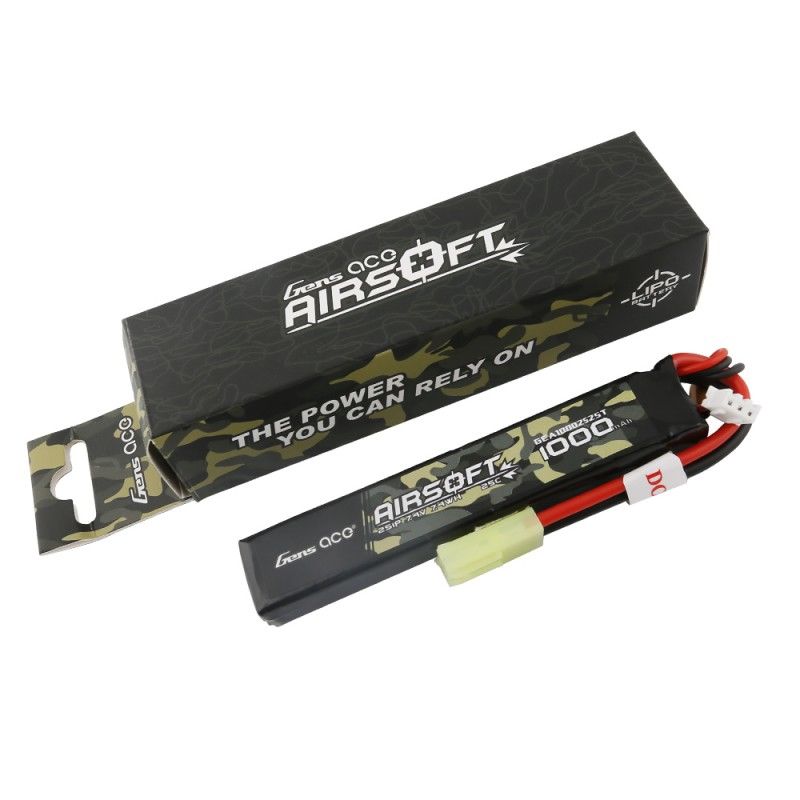 Gens Ace Airsoft 1000mAh 2S1P 7.4V 25C LiPo Tamiya Plug - Click Image to Close