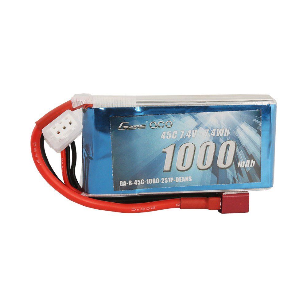Gens Ace - 601 - 1000mAh 2S 45C Lipo Battery Pack with Deans plug 72x36x13mm