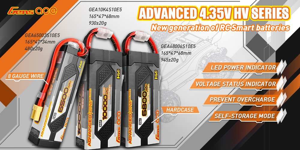 Gens Ace Advanced Series 10000mAh 15.2V 4S1P HV 100C LiPo EC5 - Click Image to Close