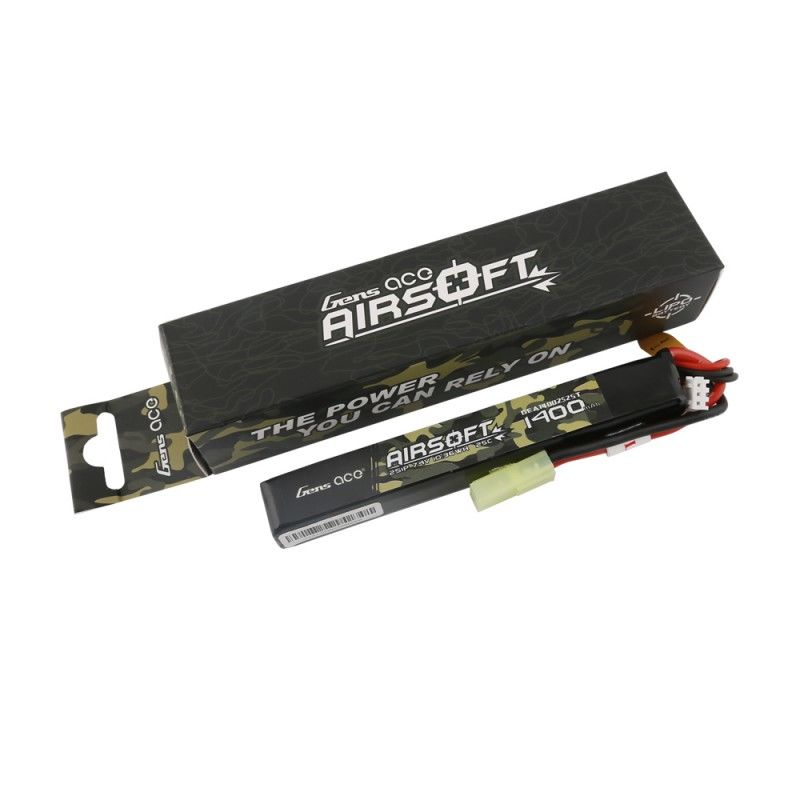 Gens Ace Airsoft 1400mAh 2S1P 7.4V 25C LiPo Tamiya Plug - Click Image to Close