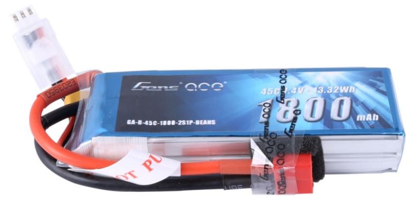 Gens Ace - 392 - 1800mAh 2S1P 7.4V 45C LiPo Deans Plug Soft Case 90x30x17mm