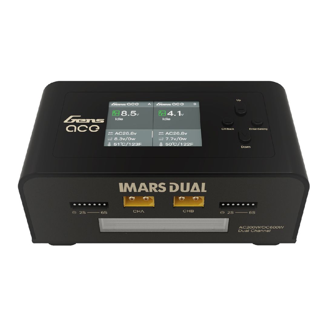 Gens Ace IMARS Dual Channel AC200W/DC600W Balance Charger -Black