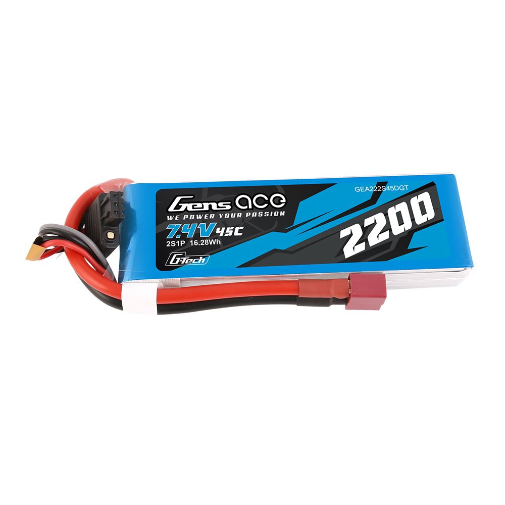 Gens Ace G-Tech 2200mAh 2S1P 7.4V 45C LiPo with Deans Plug - Click Image to Close