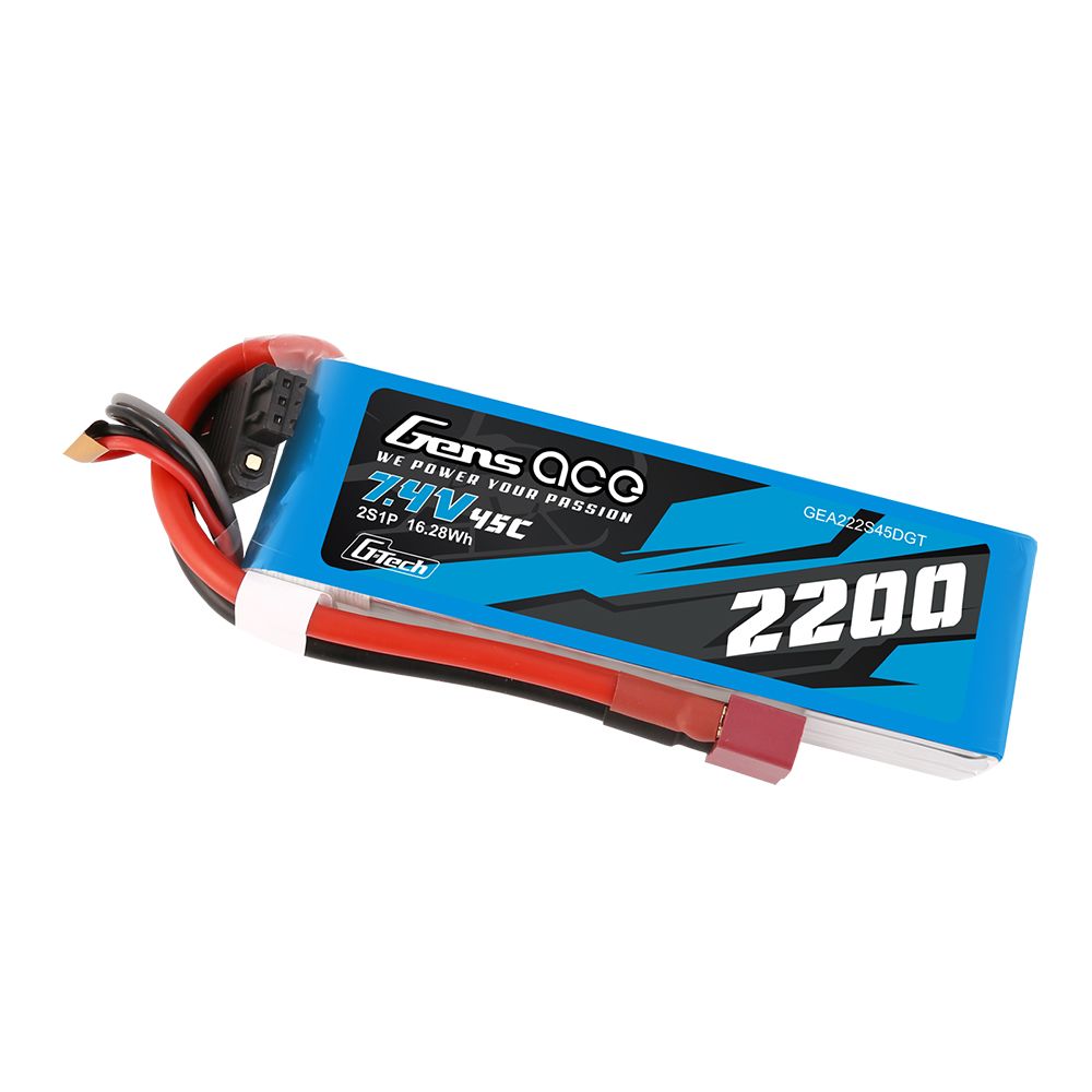 Gens Ace G-Tech 2200mAh 2S1P 7.4V 45C LiPo with Deans Plug - Click Image to Close