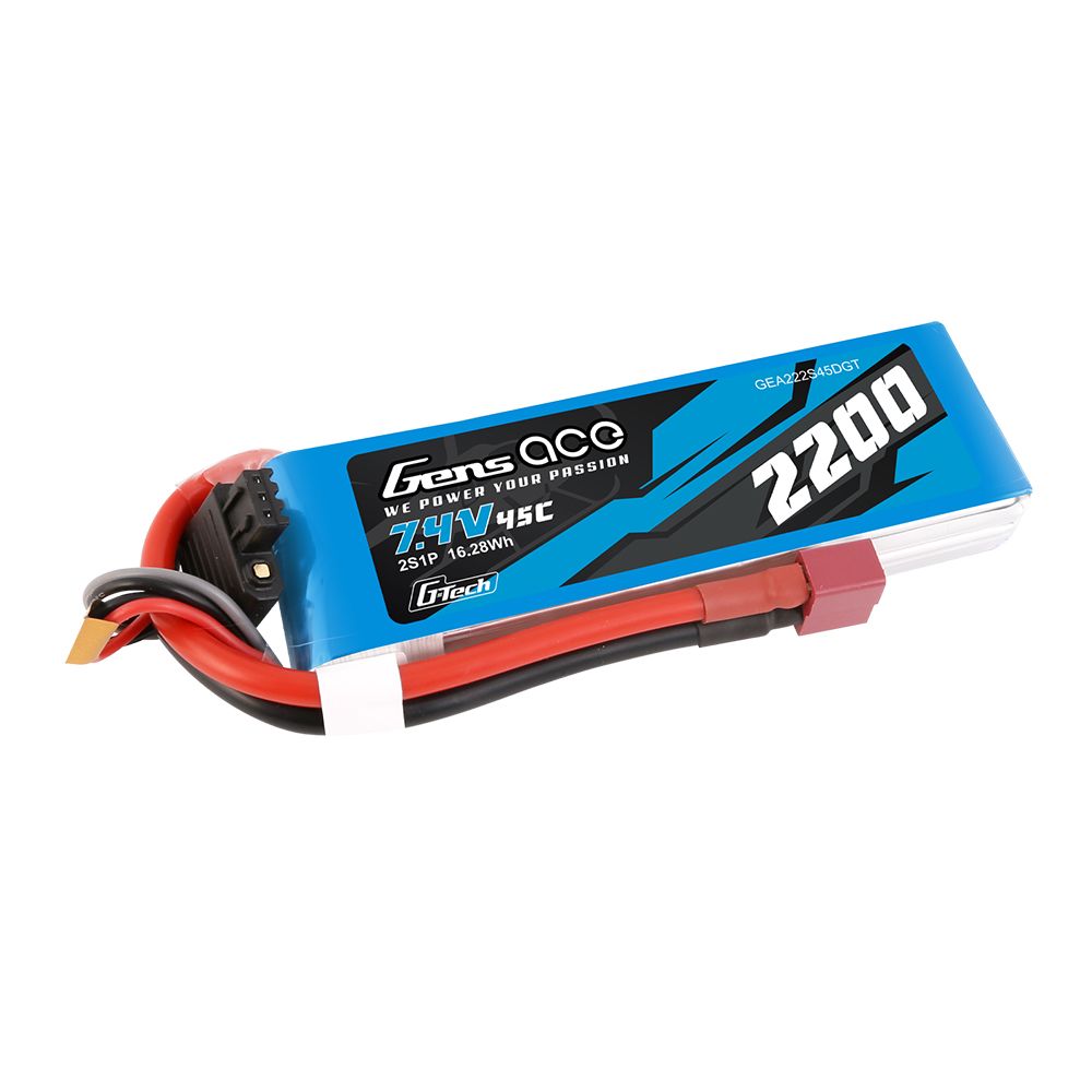 Gens Ace G-Tech 2200mAh 2S1P 7.4V 45C LiPo with Deans Plug - Click Image to Close