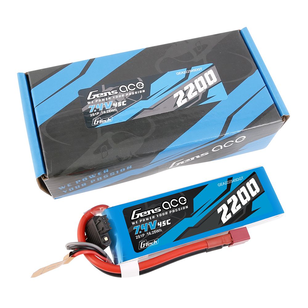 Gens Ace G-Tech 2200mAh 2S1P 7.4V 45C LiPo with Deans Plug - Click Image to Close