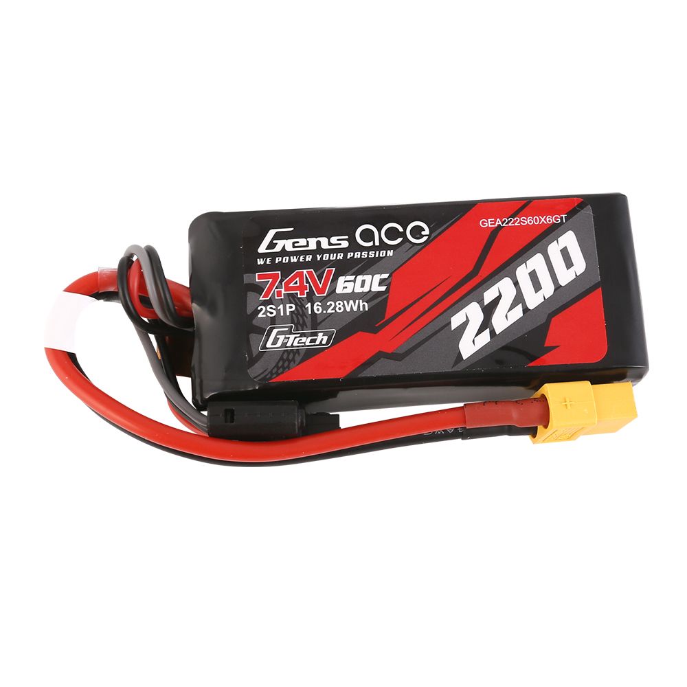 Gens Ace G-Tech 2200mAh 2S1P 7.4V 60C LiPo with XT60 Plug - Click Image to Close