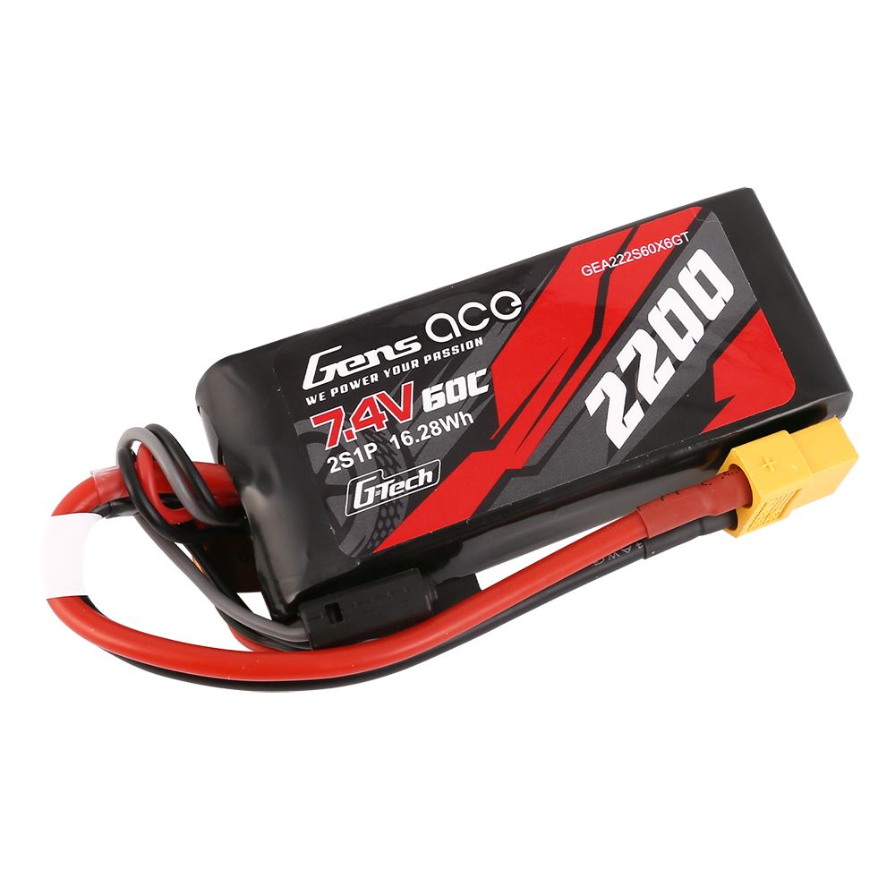 Gens Ace G-Tech 2200mAh 2S1P 7.4V 60C LiPo with XT60 Plug - Click Image to Close