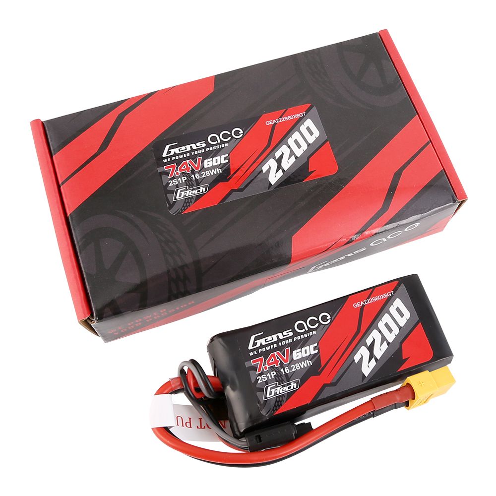 Gens Ace G-Tech 2200mAh 2S1P 7.4V 60C LiPo with XT60 Plug - Click Image to Close