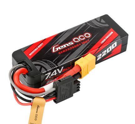 Gens Ace G-Tech 2200mAh 2S 7.4V 60C HardCase Lipo w/ XT60 Plug