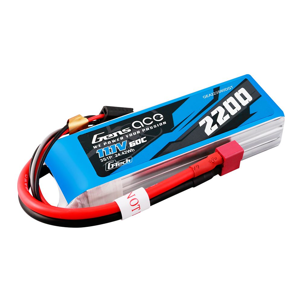 Gens Ace - 1902 - G-Tech 2200mAh 3S1P 11.1V 60C Lipo Battery Pack With Deans Plug