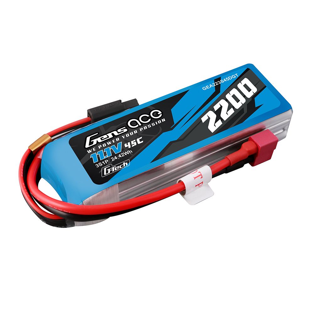 Gens Ace - 1877 - G-Tech 2200mAh 4S1P 14.8V 45C Lipo Battery Pack With Deans Plug